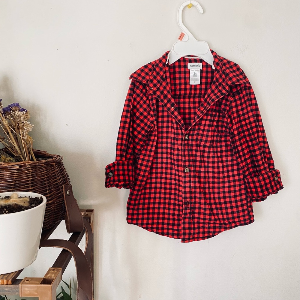 Carter’s Toddler Boy Buffalo Plaid Button Down Shirt 2T